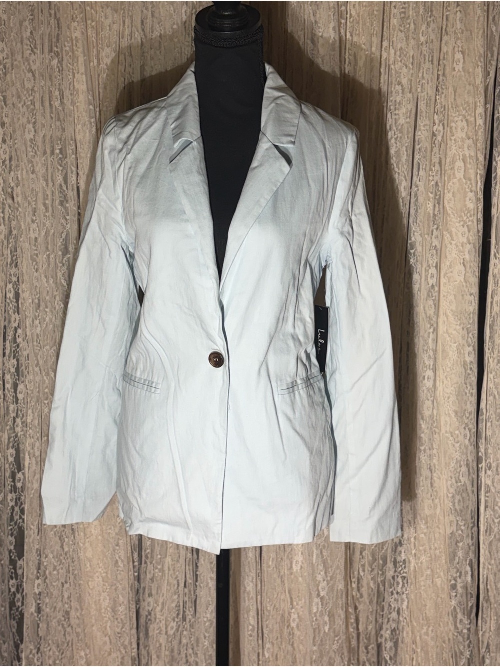 Lulu's Pale Blue Single-Button Women's Blazer